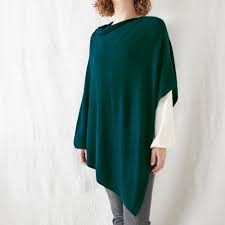 Soft Fine Knit Merino Wool Cowl Poncho - Emerald Green