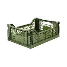 Mini Folding Stackable Storage Crate - Khaki