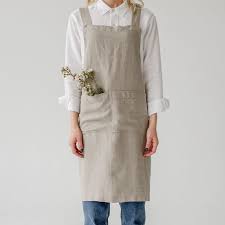 Linen Crossback Apron - Natural Linen