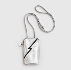 Mabel Sheppard Silver Leather Lightning Bolt Ziggy Phone Bag