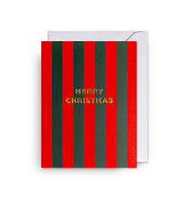 Mini Christmas Card - Festive Striped Merry Christmas