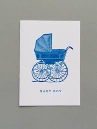 Letterpress Card - Pram Baby Boy