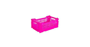 Mini Folding Stackable Storage Crate - Neon Pink