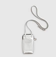 Mabel Sheppard Silver Leather Lightning Bolt Ziggy Phone Bag