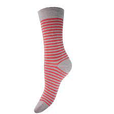 Joya Luxurious Bamboo Socks UK 4-7 / Red & Taupe Stripe