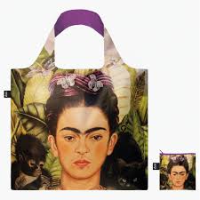 LOQI Recycled Shopping Bag - FRIDA KAHLO Self Portrait with Hummingbird
