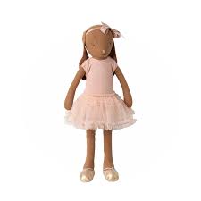 Maileg Chocolate Brown Bunny with Rose Ballet Dress - Size 3