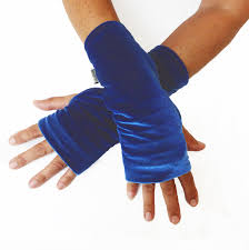 Velvet Wristees Fingerless Gloves - Royal Blue