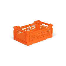 Mini Folding Stackable Storage Crate - Neon Orange