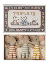 Maileg Triplets Baby Mice in Matchbox