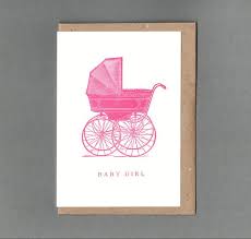 Letterpress Card - Pram Baby Girl
