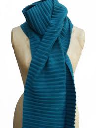 Anna Falcke Long Pleated Scarf - Teal Blue