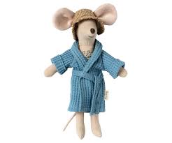 Maileg Dad Mouse Bathrobe - Blue