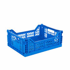 Mini Folding Stackable Storage Crate - Blue