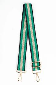 Woven Green Gold & Glitter Stripe Print Bag Strap