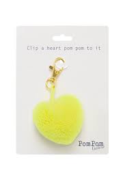 Yellow Heart Pom Pom Clip