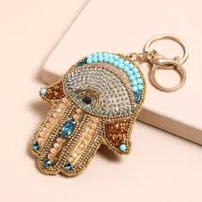 Beaded Hamsa Hand Keyring & Bag Charm