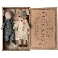 Maileg Grandma & Grandpa Mice in Cigar Box
