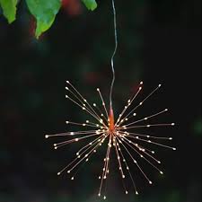 Hanging Copper Starburst Light 40cm -  Battery