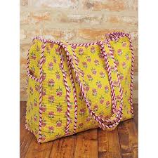 Quilted Cotton Tote Bag - Yellow