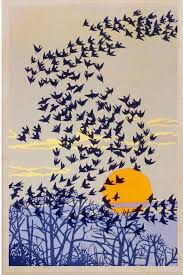 Wooden Postcard - Starling Murmuration