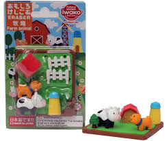 Iwako Farm Animal Eraser Blister Pack