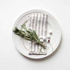 Linen Tales Napkins - Natural White Stripes - Set of 2