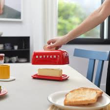 Toasty Ceramic Butter Dish - Red