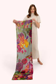 Powder Winter Iris Wool Wrap Scarf - Ice