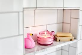 Fuchsia Pink Beam Glass Candle - Desert Peach