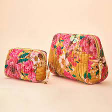 Powder Impressionist Fliral Quilted Vanity Bag - two sizes