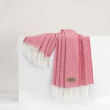 Italian Herringbone Throw - Coral Pink