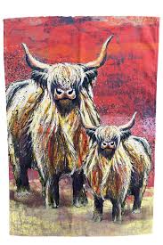 Dollyhotdogs Highland Cow Tea Towel