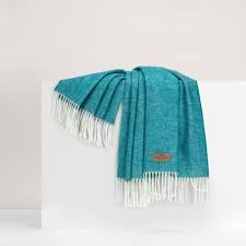 Italian Herringbone Throw - Teal