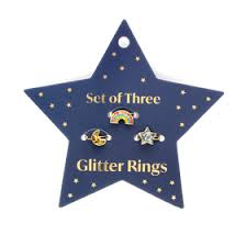 Children's Glitter Rings - Set of 3