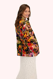 Powder Short Velvet Jacket - Midnight Posy