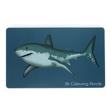36 Colouring Pencils in a Tin - Sharks