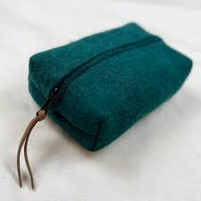 Felted Boxy Pouch/Desk Tidy - Teal Green