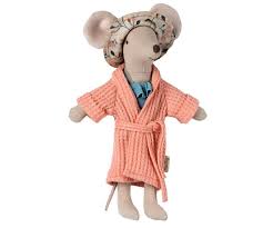 Maileg Mum Mouse Bathrobe - Coral