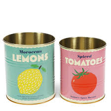 Set of 2 Storage Tins - Lemon & Tomato