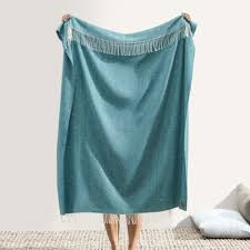 Italian Herringbone Throw - Teal