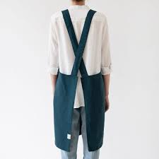 Linen Tales Crossback Apron - Deep Water