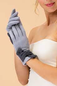 Powder Henrietta Faux Suede Gloves - Mist & Slate