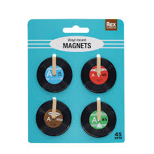 Mini Music Vinyl Record Magnets - Set of 4