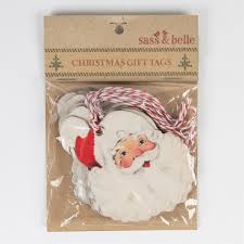 Retro Vintage Santa Gift Tag Pack of 10
