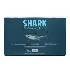 36 Colouring Pencils in a Tin - Sharks