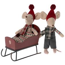 Maileg Mouse Sleigh - Red