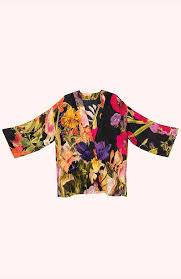 Powder Mid-Length Kimono - Midnight Posy