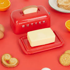 Toasty Ceramic Butter Dish - Red