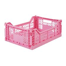 Midi Stackable Folding Crate - Baby Pink